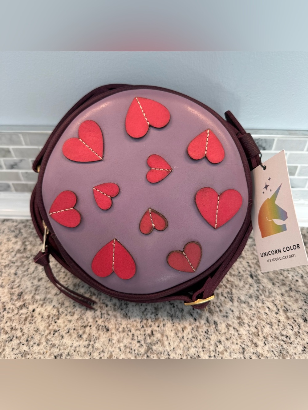 Portland Leather Unicorn Heart Small Circle Crossbody